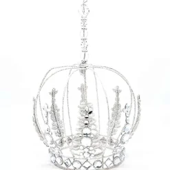 Jeweled Silver Crown Metal Tree Topper - 27Cm