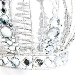 Jeweled Silver Crown Metal Tree Topper - 27Cm