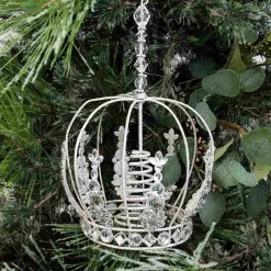 Jeweled Silver Crown Metal Tree Topper - 27Cm