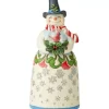 Jim Shore Snowman With Cardinal In Snowglobe - 21.6Cm