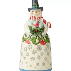 Jim Shore Snowman With Cardinal In Snowglobe - 21.6Cm