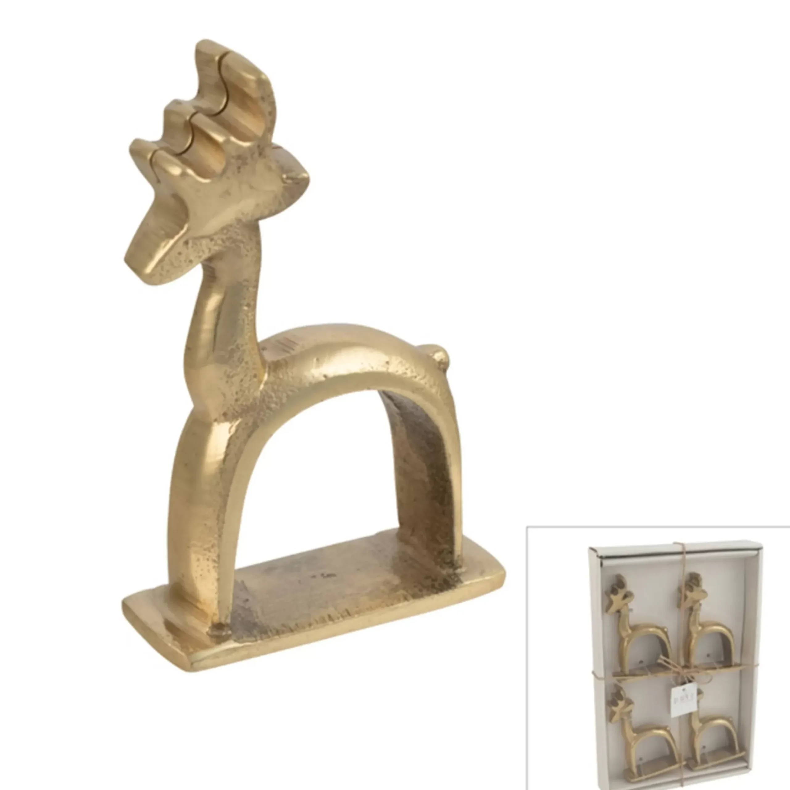 Julian Reindeer Napkin Ring Gold (Set Of 4) - 8Cm