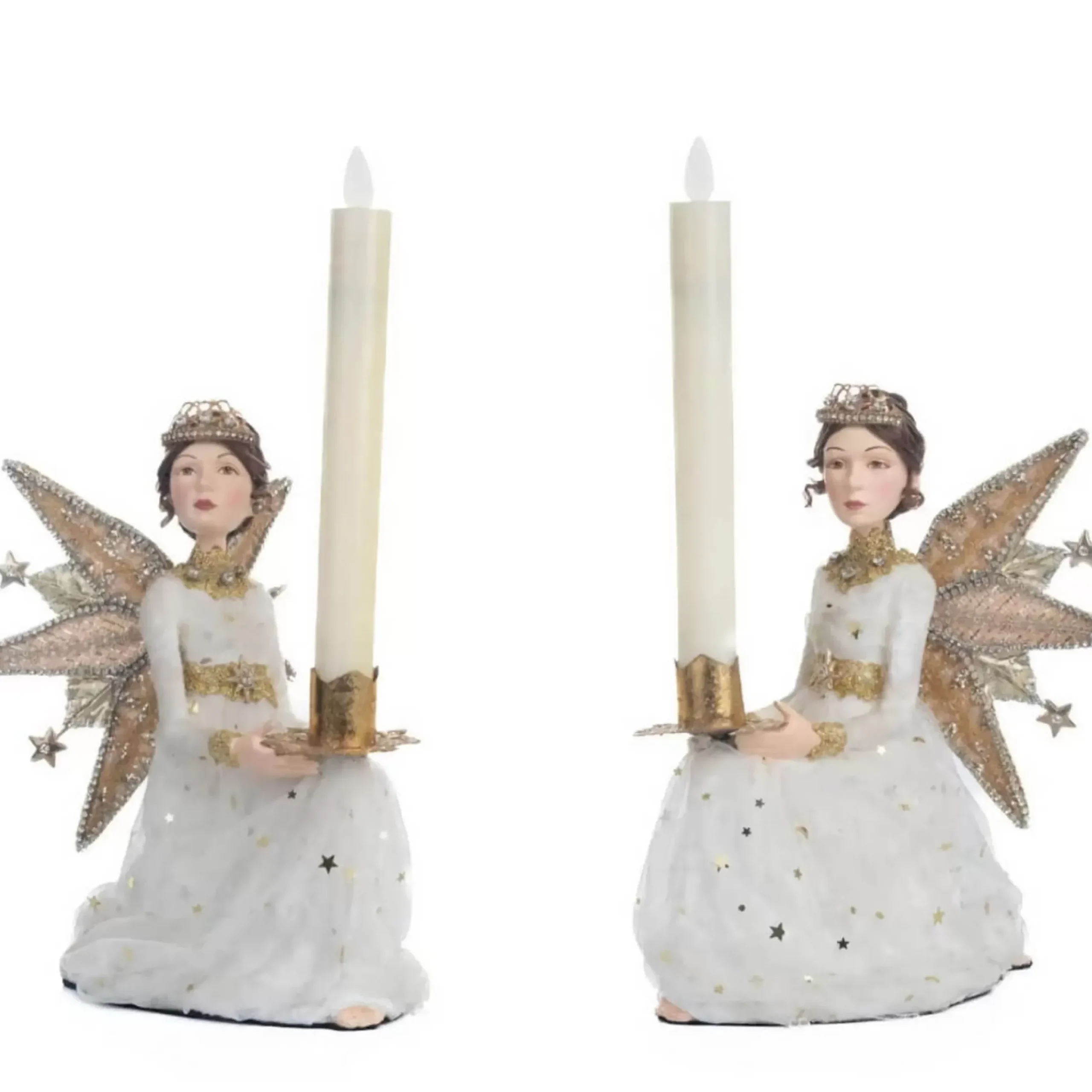 Katherines Celestial Angel Candle Holder (Set Of 2) - 24Cm