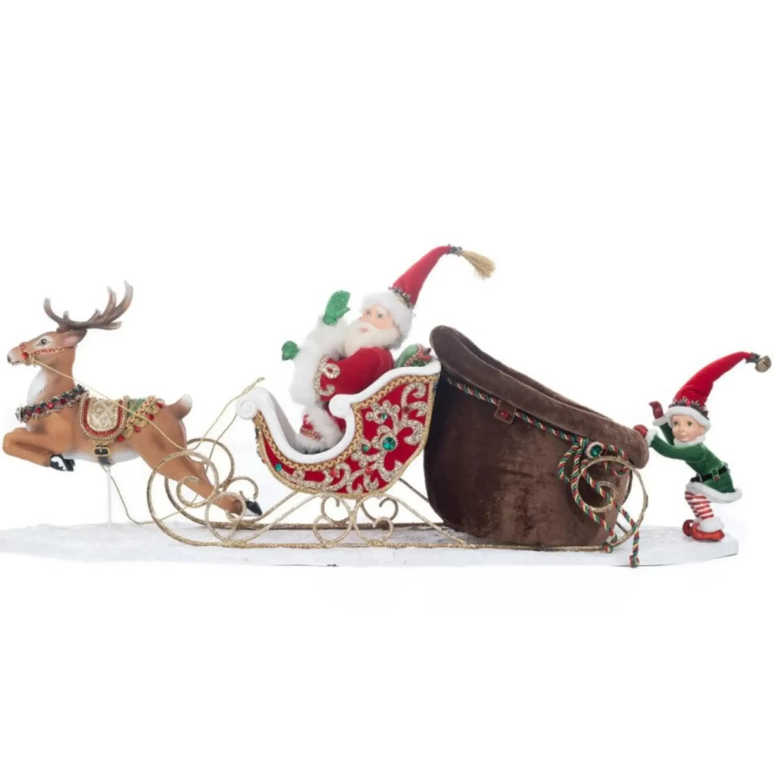 Katherines Christmas In The City Santa With Elf Catching A Ride - 43Cm