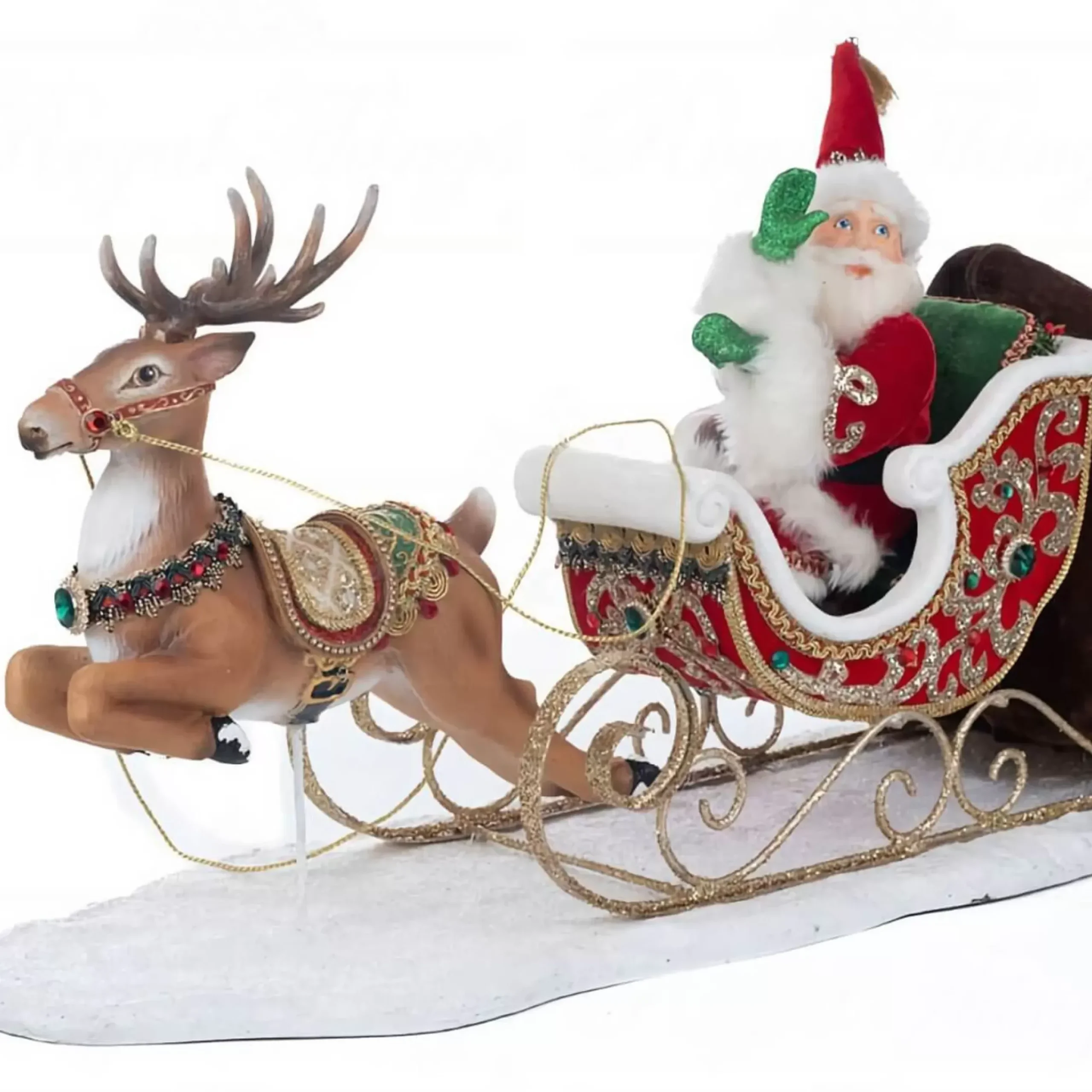 Katherines Christmas In The City Santa With Elf Catching A Ride - 43Cm