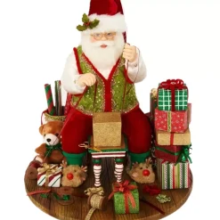 Katherines Collection Santa In Slippers Wrapping Presents - 38Cm