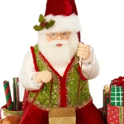 Katherines Collection Santa In Slippers Wrapping Presents - 38Cm