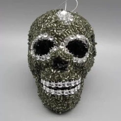 Katherines Krooked King Skull Pewter Ornament - 7.5Cm