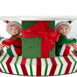 Katherine's Naughty And Nice Cake Stand (Santa's Coming To Town) - 33.5Cm