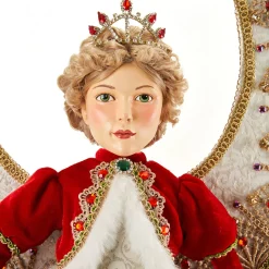 Katherines Red With Gold Trim Angel - 71Cm