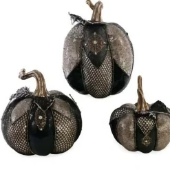 Krooked King Pumpkins Black And Bronze (Set Of 3) - 35.5Cm