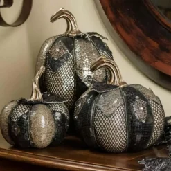 Krooked King Pumpkins Black And Bronze (Set Of 3) - 35.5Cm