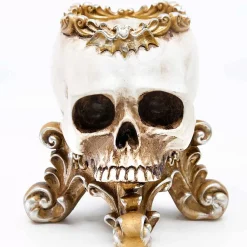 Krooked King Skull Footed Bowl Antique Gold - 17.5Cm
