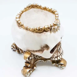 Krooked King Skull Footed Bowl Antique Gold - 17.5Cm