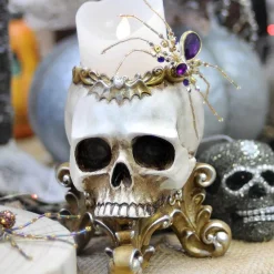 Krooked King Skull Footed Bowl Antique Gold - 17.5Cm