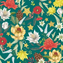 La La Land Australian Green Floral Wrapping Paper Roll - 70Cm