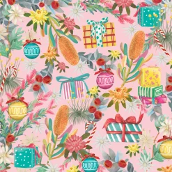 La La Land Australian Pink Floral Wrapping Paper Roll - 70Cm