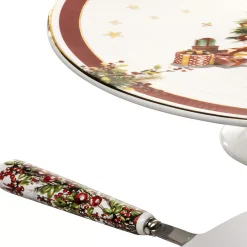 Ladelle Ashdene Spirit Of Christmas Footed Cake Stand And Server Set