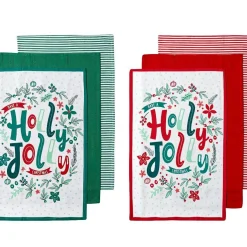 Ladelle Joyful Jolly Christmas Kitchen Towel (Pack Of 3, 2 Styles) - 70Cm