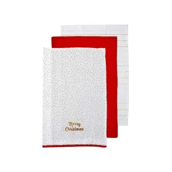 Ladelle Joyful Merry Christmas Kitchen Towel (Pack Of 3, 2 Styles) - 70Cm