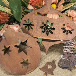 Large Christmas Bauble With Stars Decoration Garden Art - 20Cm