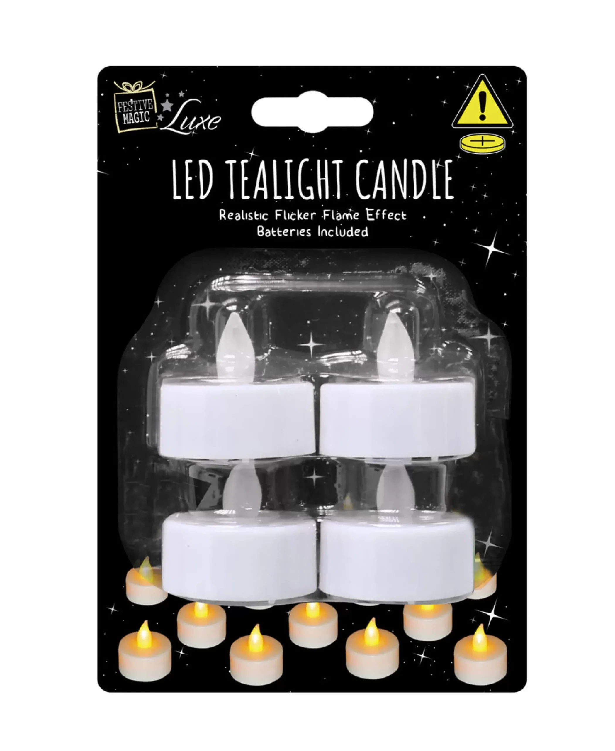 Led Flicker Tea Lights (Pack Of 4) - 4Cm