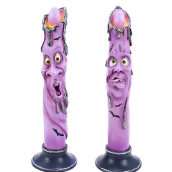 Led Haunted Ghost Face Purple Candle Lights - 32Cm