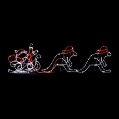 Led Kangaroos With Santa Claus In Sleigh - 2.7M