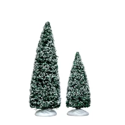 Lemax Snowy Juniper Medium And Small Trees - Set Of 2