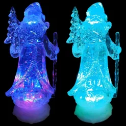 Light Up Swirling Glitter Colour Changing Santa Claus - 25Cm
