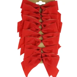 Mini Flocked Red Bow (Pack Of 10) - 12Cm