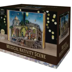 Nativity Book Scene Led Musical Rotating - 31Cm