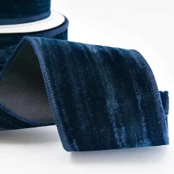 Navy Blue Crinkle Velvet Ribbon - 10M