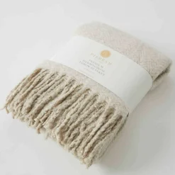 Oatmeal Herringbone Acrylic Throw - 152Cm