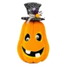 Orange Pumpkin Face With Web Top Hat - 29Cm