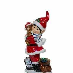 Outdoor Christmas Elf With Teddy Bear - 93Cm