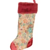 Pastel Brocade Stocking With Pink Trim - 52Cm