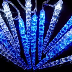 15Pc Acrylic Battery Icicle Light Set - Blue/White