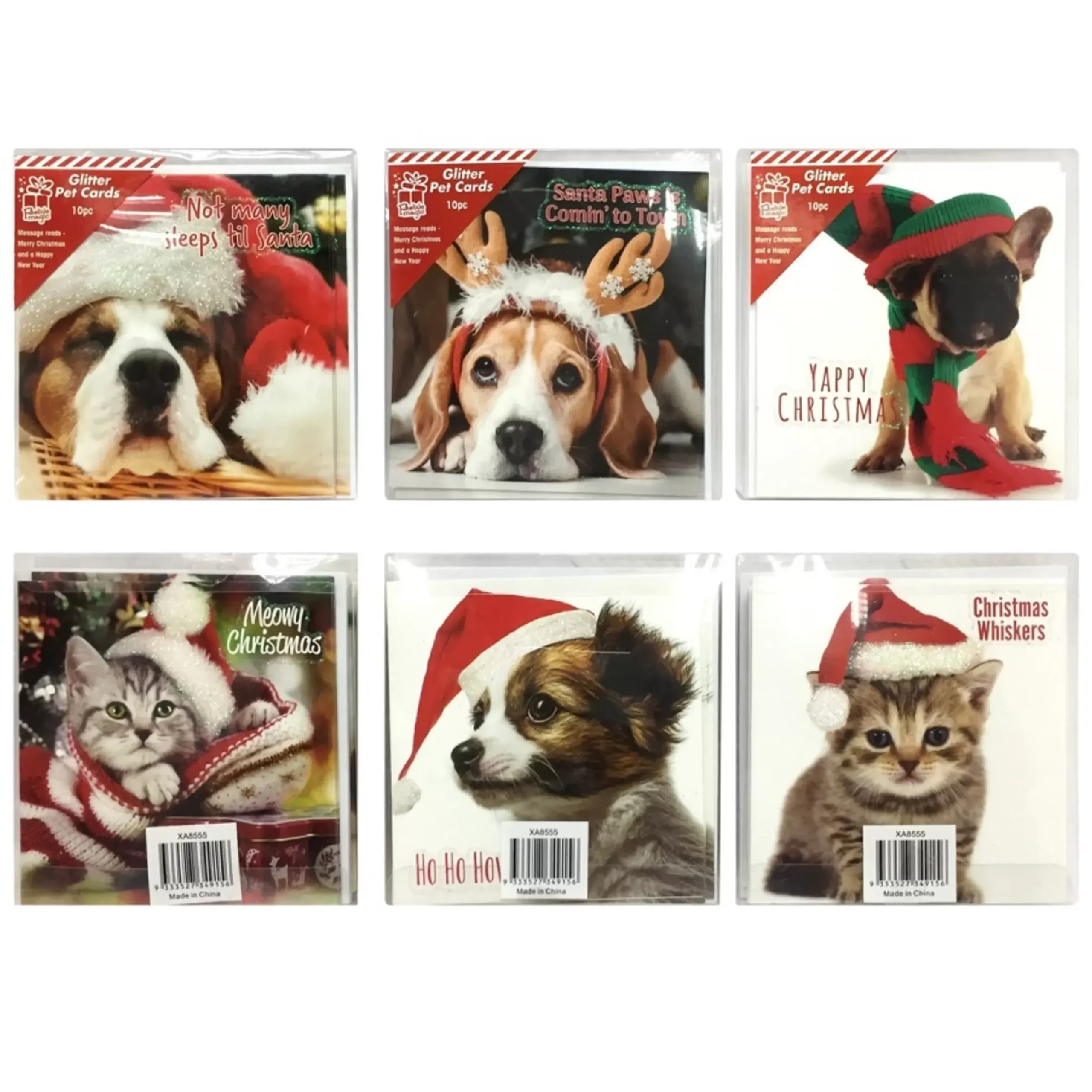 Pets Christmas Cards (Pack Of 10)