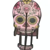 Pink Candy Skull Pen Holder Puzzle Decor - 12Cm