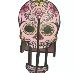 Pink Candy Skull Pen Holder Puzzle Decor - 12Cm