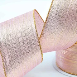 Pink With Gold Edge Ribbon - 10M