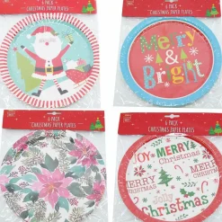 Plates Printed Designs (4 Styles / Pack Of 6) - 23Cm