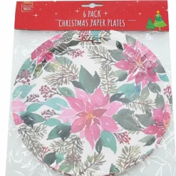 Plates Printed Designs (4 Styles / Pack Of 6) - 23Cm