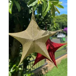 Pop-Up Tinsel Star Gold - 65Cm