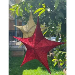 Pop-Up Tinsel Star Red - 65Cm