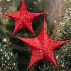Pop-Up Tinsel Star Red - 65Cm