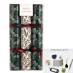 Premium Green White Holly Christmas Crackers (Pack Of 6) - 30Cm