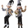 Raz Black And White Tartan Elf (2 Designs) - 76Cm