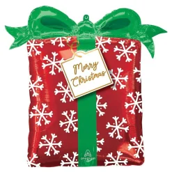 Red And Green Christmas Present Self Sealing Foil Balloon - 68Cm